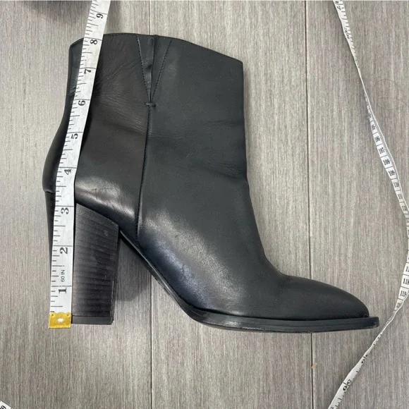 VINCE Erving Western Ankle Bootie Black Leather Stacked Heel Pointed Toe Boots 6 - Picture 15 of 16